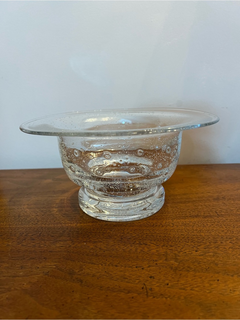 Southern Living Home Clear Bubble Hand Blown Glass Footed Centerpiece Bowl